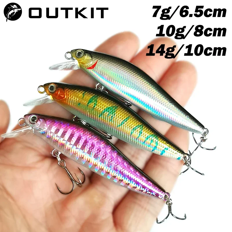OUTKIT 1 Uds señuelo de Pesca Minnow 7g10g cebo Artificial hundido ojos 3D Wobblers de plástico aparejos Pesca sistema magnético de fundición lejana - imagen 5
