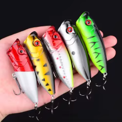 5 uds señuelo de Pesca Popper cebo duro flotante Artificial Chatterbait señuelo de Pesca perca Pesca anzuelo de Pesca