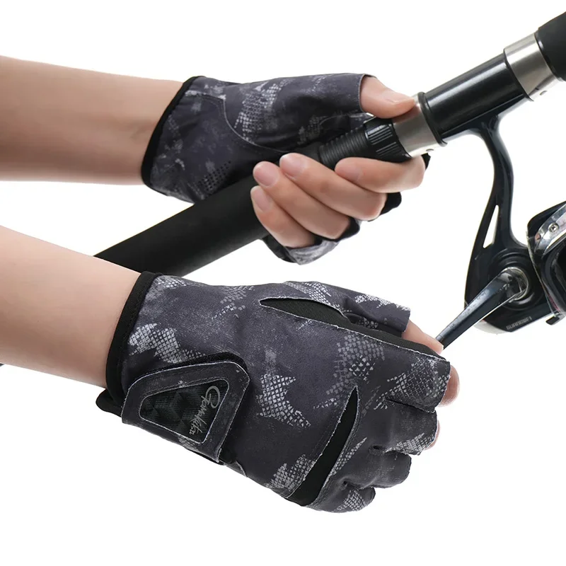 Gamakatsu guantes de pesca sin dedos antideslizantes guantes de protección solar de verano transpirables ciclismo canotaje caza guantes de pesca - imagen 3