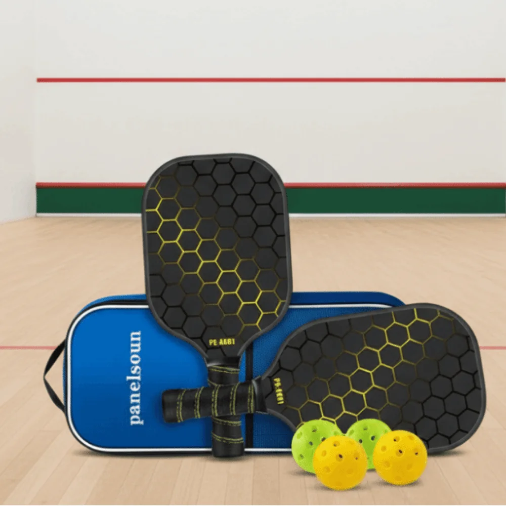 Raqueta de Pickleball con superficie de fibra de vidrio, núcleo de panal, juego de paleta de Pickleball duradero, agarre antideslizante ligero, raquetas de bolas de pepinillo