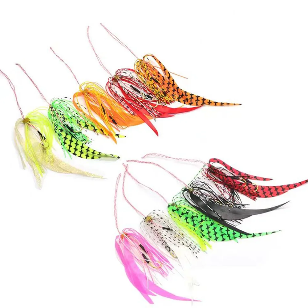 50 unids/lote falda luminosa de silicona cinturón ayuda aparejo señuelo cebo barba pesca Inchiku gancho accesorios de mar aparejos de pesca - imagen 2