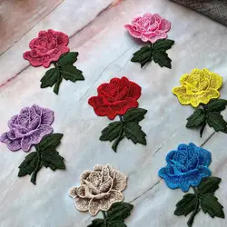 Parche bordado de rosas para ropa – Adorno floral cosido a mano
