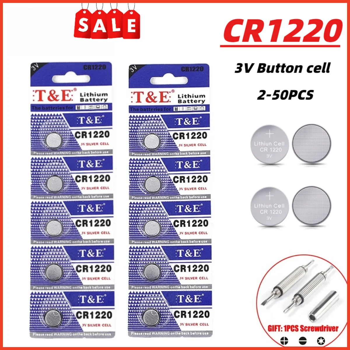 Pila de botón CR1220 3V para relojes y mandos