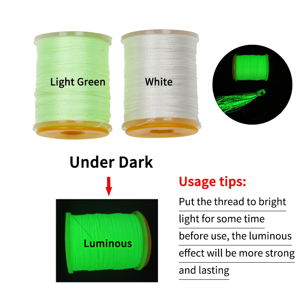 Linoriver-hilo luminoso para atar moscas, gancho de asistencia de poliéster, colores brillantes, 150D, 80 yardas - imagen 4