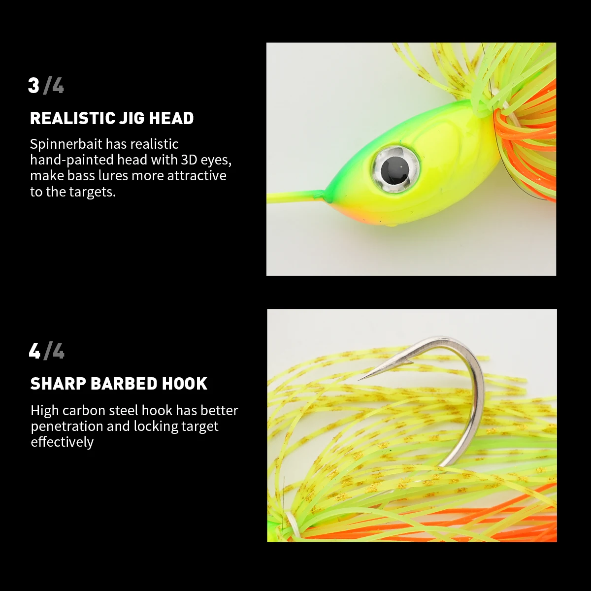 Spinnerbait doble hoja para lubina – Señuelo artificial giratorio - imagen 4
