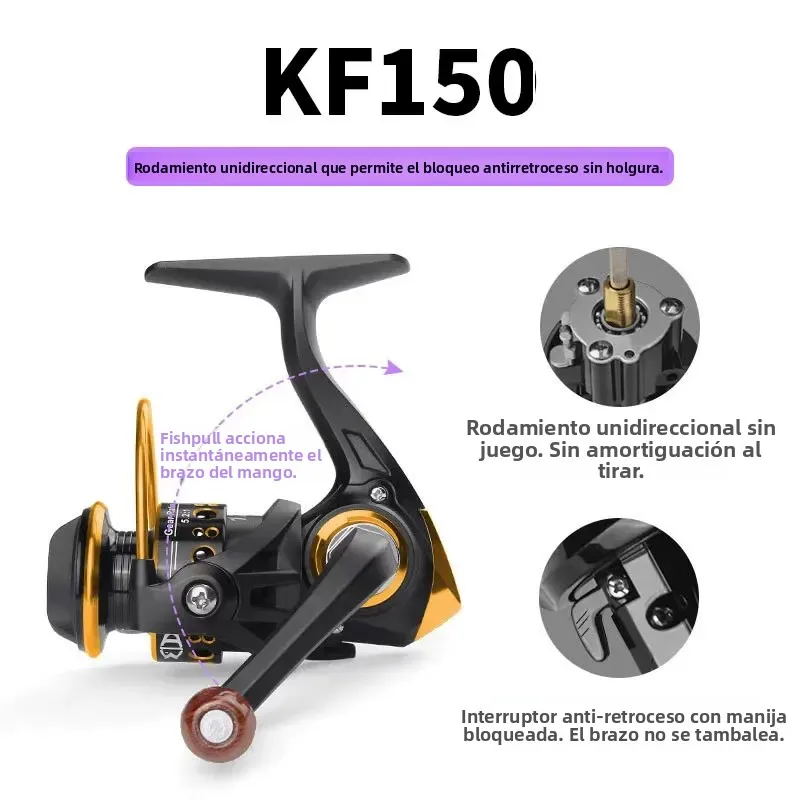 Mini carrete giratorio CHILENT serie 500 12/12 + 1BB carrete de pesca de arrastre máximo de 5kg relación de engranaje 5,2: 1 ultraligero para pesca en hielo/balsa - imagen 4