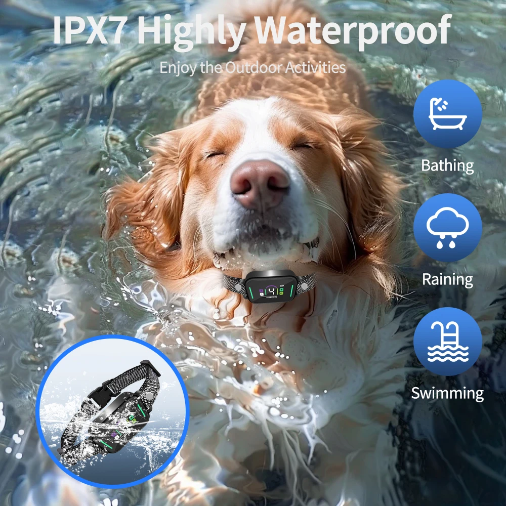Collar de entrenamiento antiladridos para perros con pitido, vibración, choque para perros grandes, medianos y pequeños, Collar de choque contra la colada con 8 Adju - imagen 4
