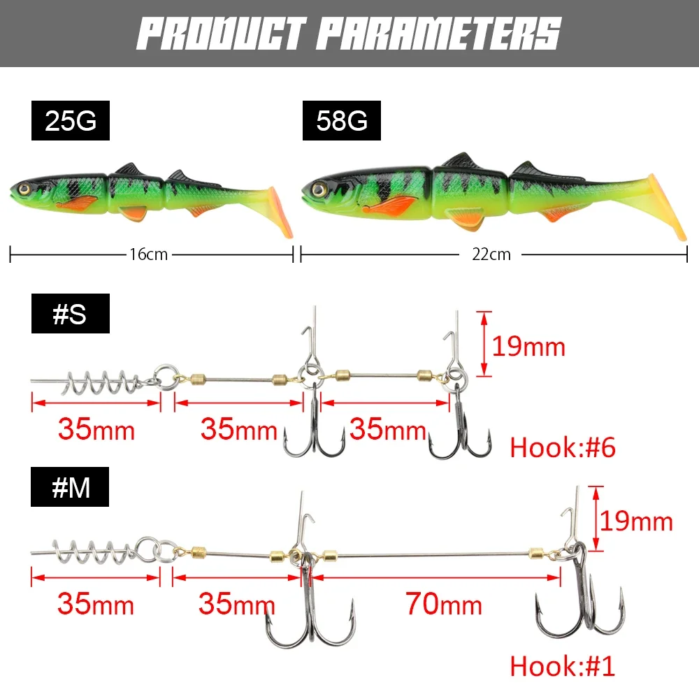Spinpoler-anzuelo de aparejo para Lucio Stinger, cebo suave 3D Swimbait, señuelo de pesca, paleta, colas en T para Zander Pike, juego grande, aparejos de pesca falsos - imagen 4