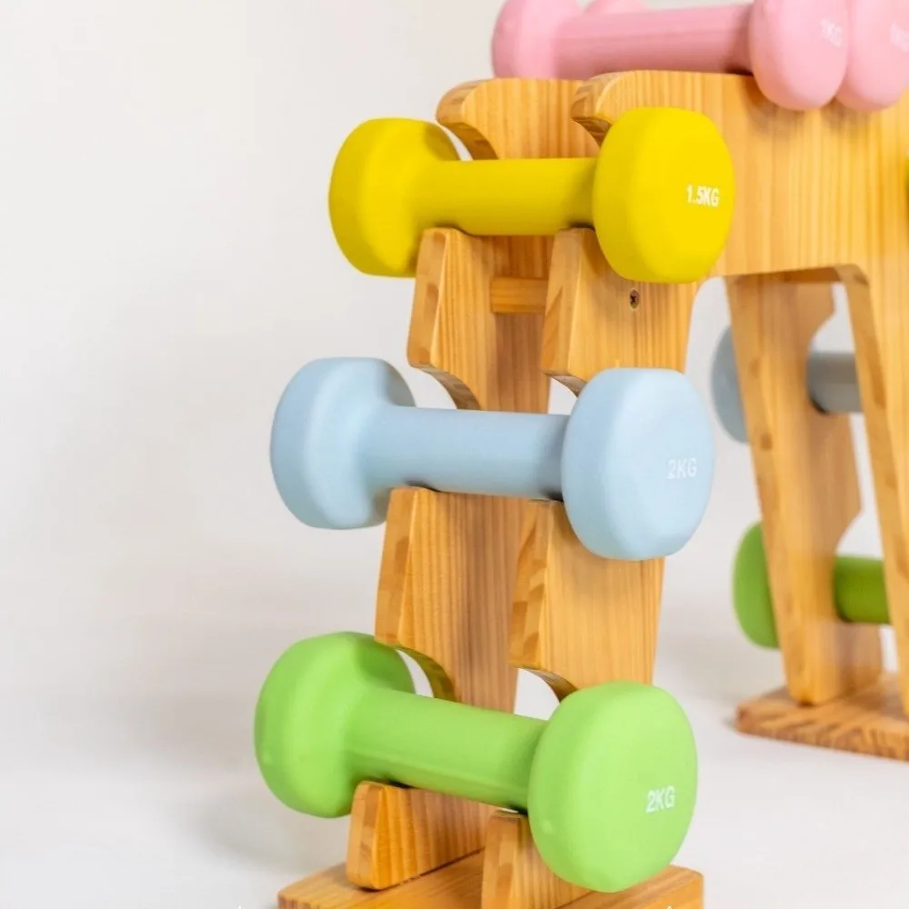 Mancuernas de gimnasio de cabeza plana para hombre y mujer, mancuernas antideslizantes de neopreno para Yoga, herramienta de entrenamiento de pesas de 1/2/3/4/5kg, 2 uds. - imagen 2