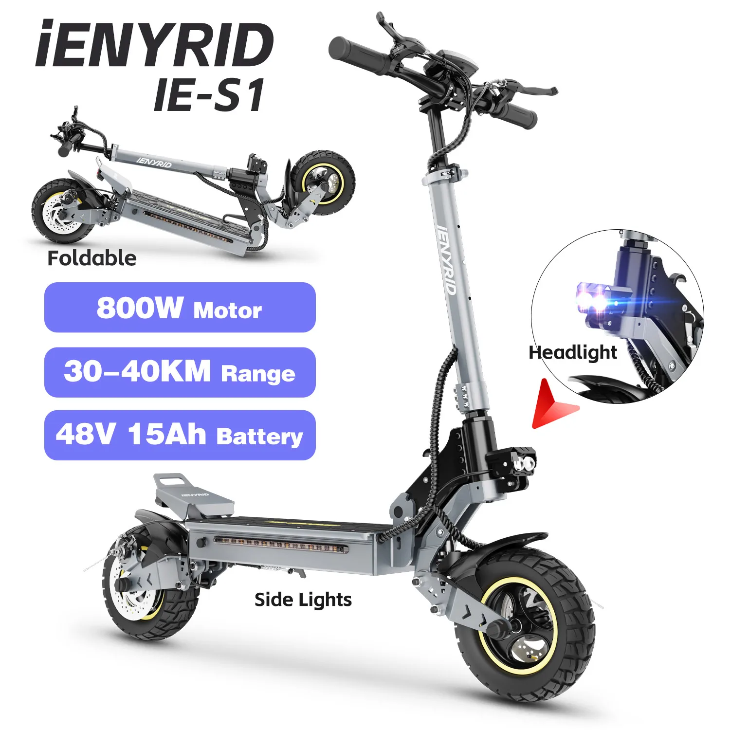 IENYRID iE-S1 Patinete eléctrico 800W – Batería 48V todoterreno - imagen 5