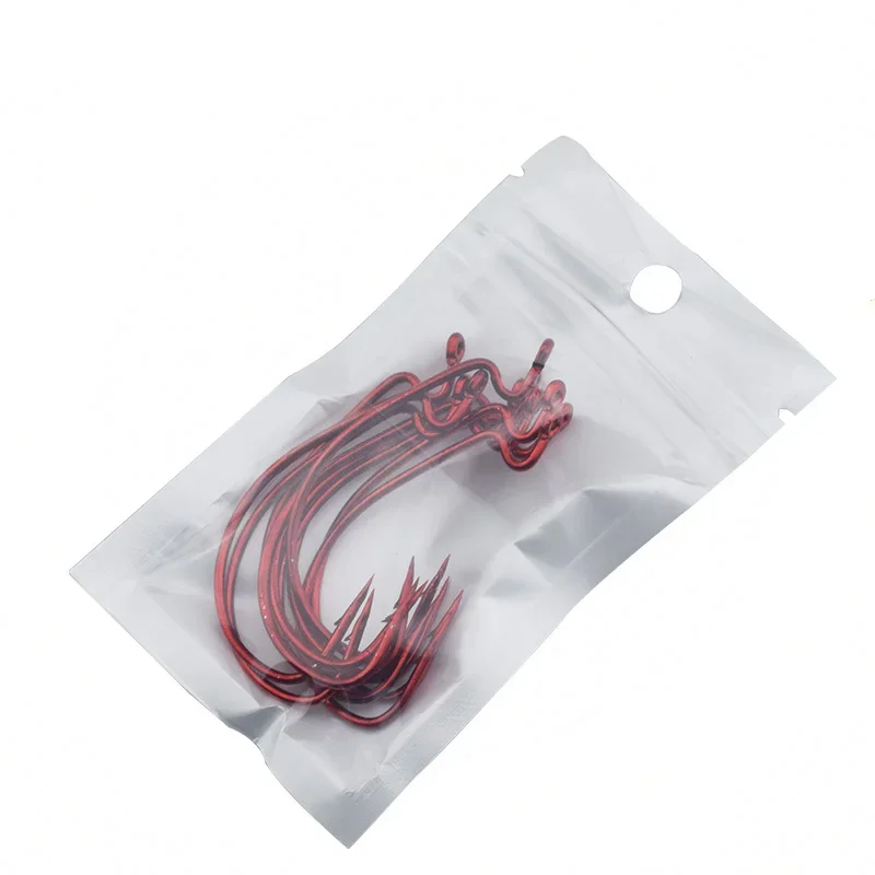 20 anzuelos de pesca de acero con alto contenido de carbono 2 #   4 #   6 #   8 #   Señuelo con anzuelo de manivela, gusano de Pesca para aparejos de cebo blando, accesorios de alta calidad - imagen 5