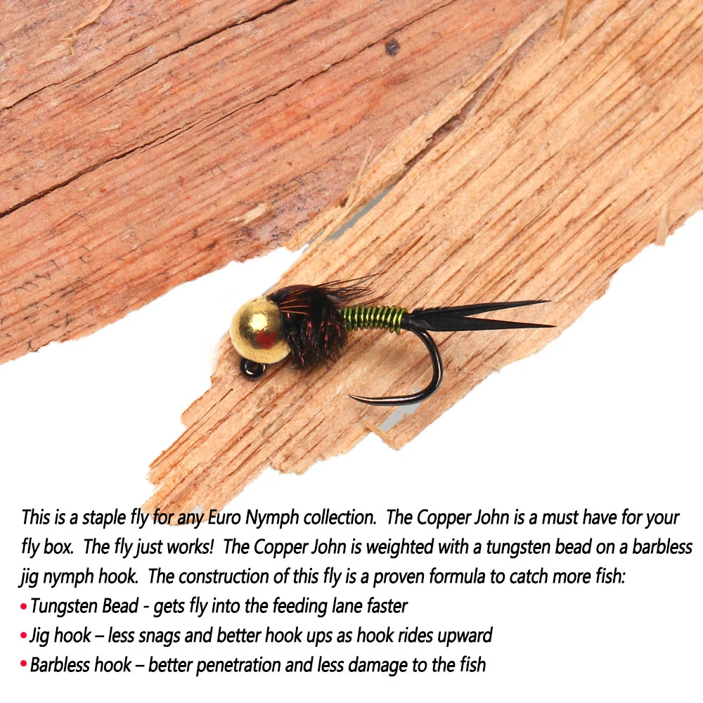 Bimoo-Señuelos de Pesca de tungsteno, 4 piezas, #16, plantilla sin púas, cobre, alambre de cobre, costilla, fregadero rápido, Euro, ninfa, Mosca, trucha - imagen 5