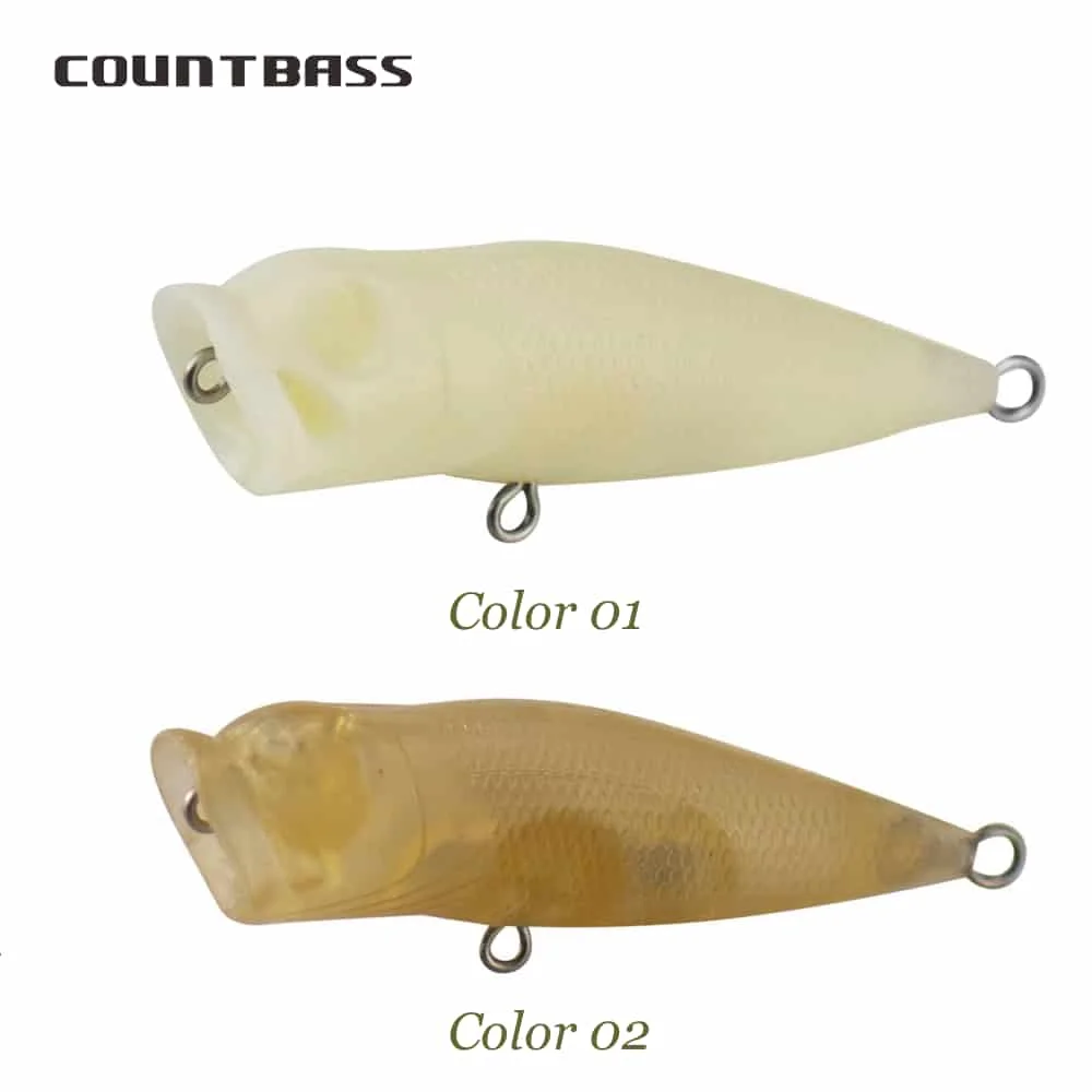 Countbass-señuelos duros flotantes en blanco, 10 Uds., 50mm/2 ", 3g/0,1oz, Topwater, Popper, cebos de pesca sin pintar, Wobblers - imagen 2