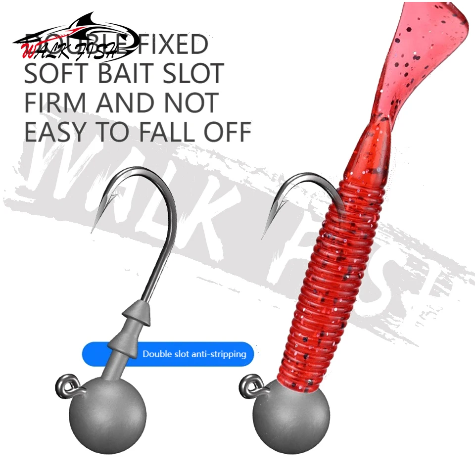 WALK FISH 3,5g 5g 7g 10g 12,5g 15g manivela plantilla cabeza anzuelo cabeza plantilla señuelo cebo duro gusano suave anzuelo para pesca - imagen 4