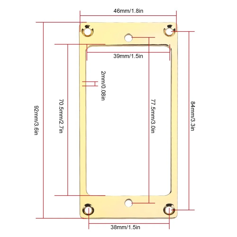 ​ 2 piezas planas de aleación de aluminio. ​ Humbucker Pickup Frame Humbucker con tornillos ​ Anillo para pastilla de guitarra eléctrica plateado, negro, dorado - imagen 4