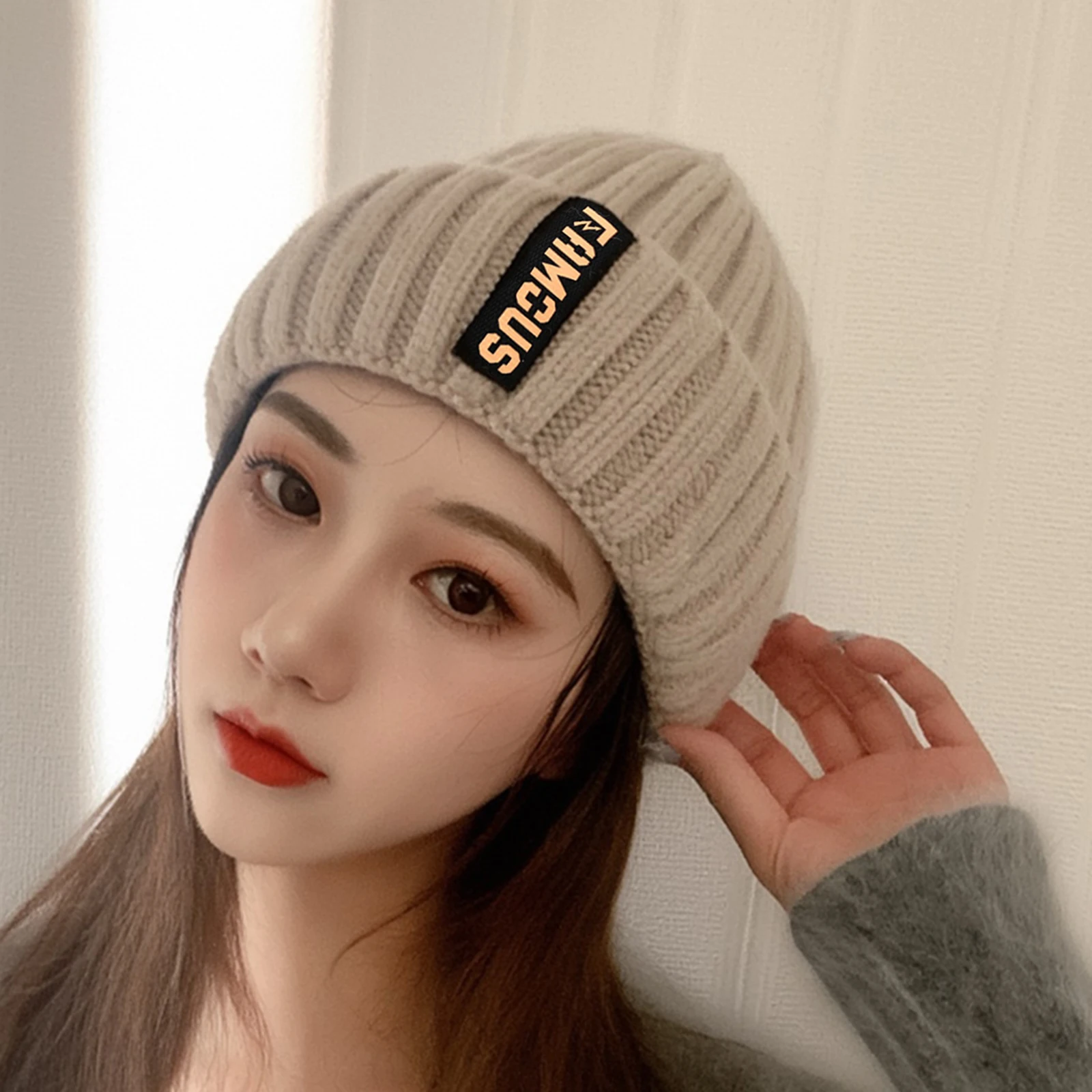 Gorro de punto a la moda para hombres y mujeres, gorro de lana grueso y cálido para ciclismo, montar, esquiar, acampar, viajar, gorros a prueba de viento 2025 - imagen 2