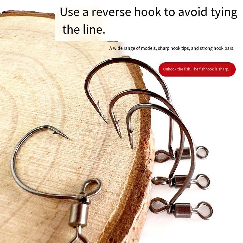10 Uds. Ganchos de señuelo de agarre rápido giratorios 1 # /2 # /3 # /1/0 # /2/0 #   Gancho de acero rico en carbono para percha de lubina de carpa - imagen 5