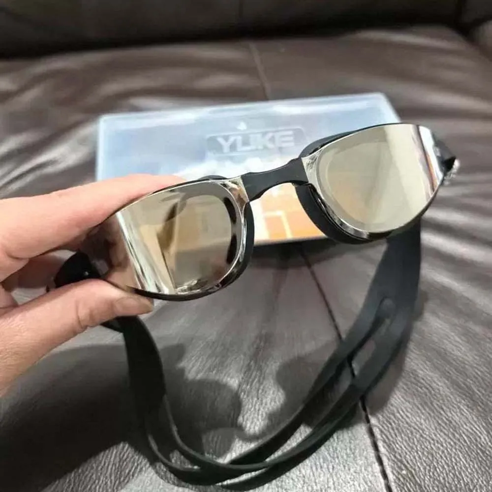Gafas de natación impermeables, nosepiece desmontable, galvanoplastia, Anti-UV, montura grande de PU, lentes HD, gafas de natación antiniebla - imagen 4