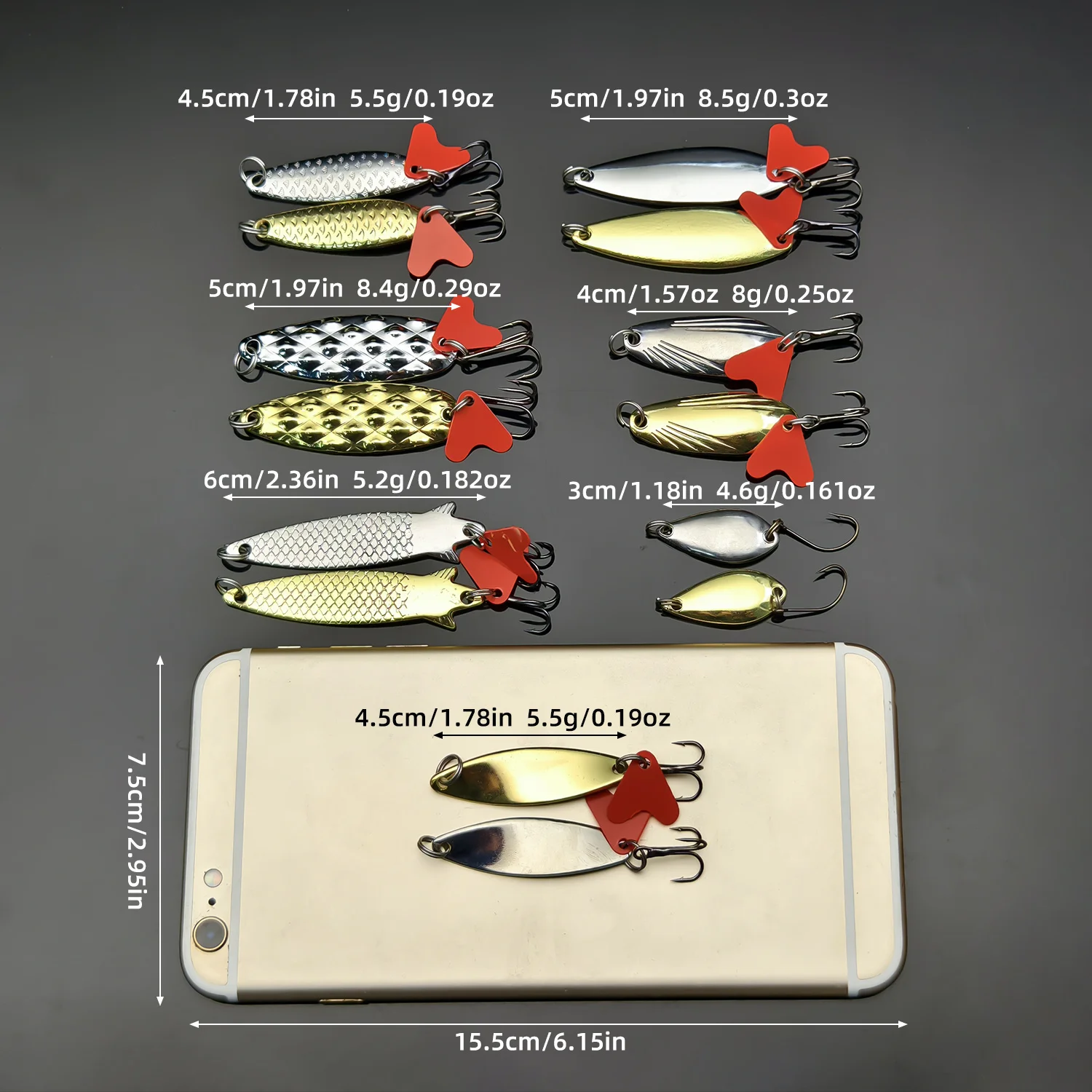 ANFS 10 unids/set oro y plata plantilla de Metal cuchara Spinner señuelo de pesca Wobbler juego de cebo con caja de aparejos de pesca Kit para pesca - imagen 5