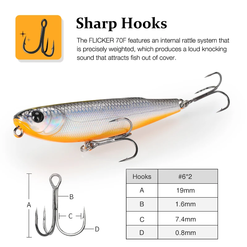 Tsurinoya 70F Z Dog – Señuelo topwater andador flotante para lucio - imagen 4