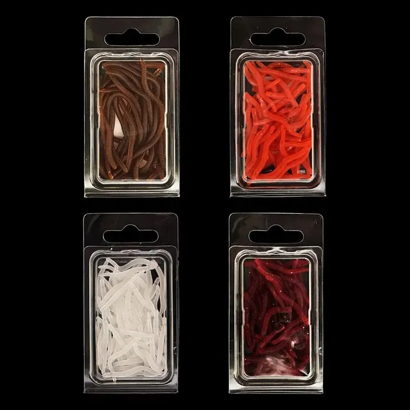 BURLE-Señuelos blandos rojos con olor a pescado realista, simulación de lombriz de tierra, gusanos rojos, señuelos de pesca artificiales - imagen 5