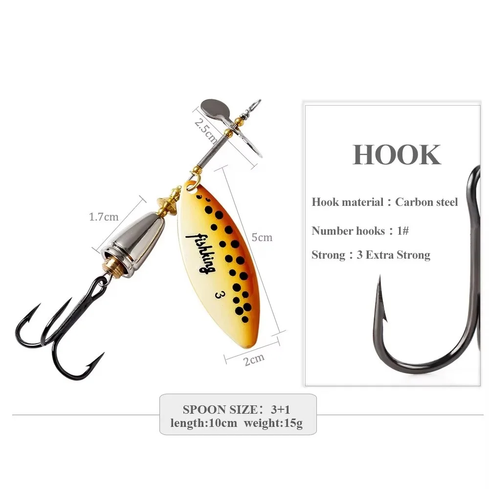 Señuelo de pesca de fundición larga de 15g, cebo giratorio, cebo Artificial Matel, señuelo duro con anzuelos triples, cuchara, Lucio, aparejos de pesca de lubina - imagen 3