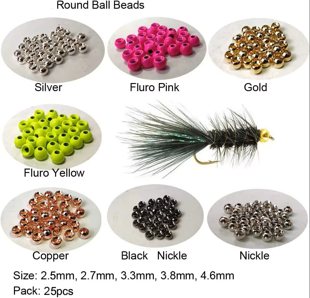 Aventik 25 piezas 2,5-4,6mm cuentas para atar moscas Material para atar moscas multicolor cabeza de ninfa accesorio de pesca con bola - imagen 4