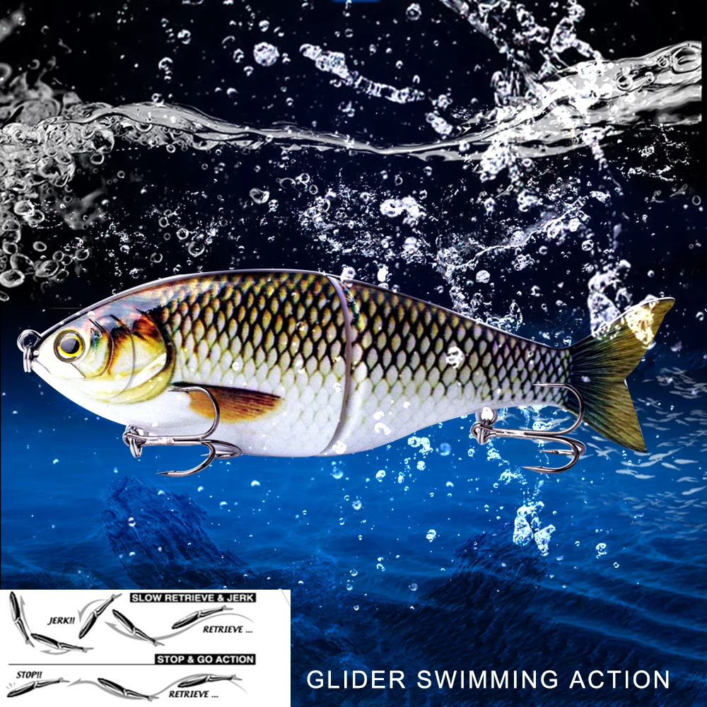 CCLTBA-Señuelos de Pesca Swimbait, cebos de Lucio articulados de hundimiento lento, cuerpo duro, 178mm, 82g - imagen 4