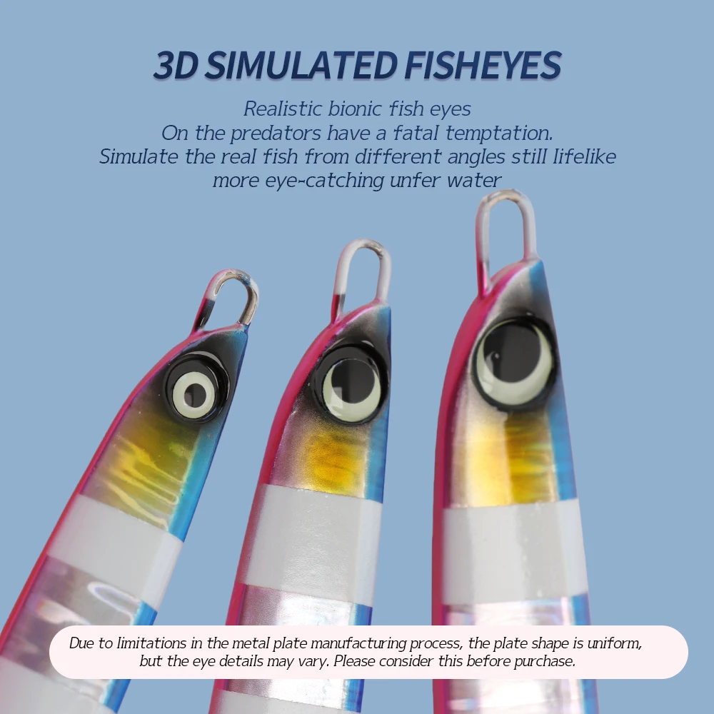 TOLU nuevo plantilla de Metal de hundimiento lento 5 colores ojos 3D 60g-200g fundición larga plantillas de caída de hundimiento lento señuelo de pesca de aguas profundas de agua salada - imagen 5