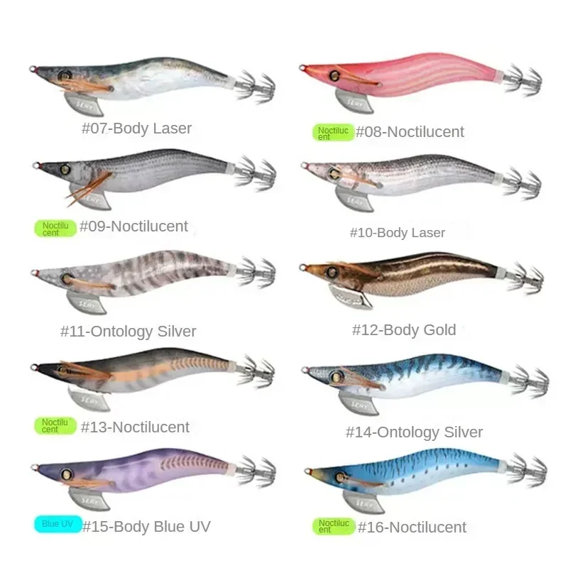 21g 3.5 #    Señuelo de pesca de camarones de madera japonés Egi Sutte, anzuelo de calamar, cebo duro luminoso, Wobbler para pesca de pulpo y sepia - imagen 3