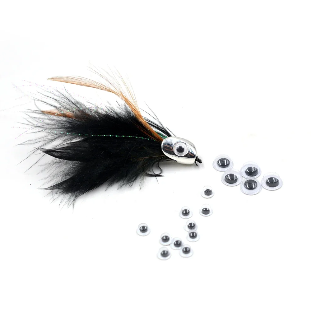 MNFT 100 Uds 6mm/8mm ojos de señuelo de pesca 3D ojos de muñeca móviles negros Material de atado de moscas ojo holográfico accesorios de pesca DIY - imagen 5