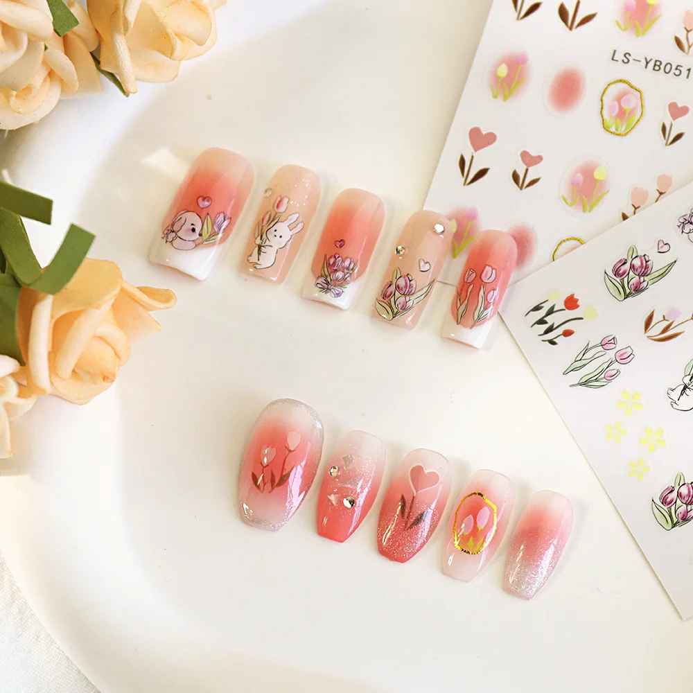 Parche adhesivo de respaldo de uñas 3d multifunción, lindo dulce, herramienta de uñas de larga duración, pegatinas de uñas de conejo, decoración de uñas - imagen 3