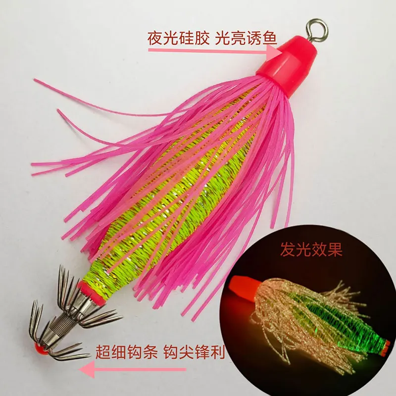 Como cebo duro que brilla, camarones suaves, pescadores, coronas de anzuelo, plantillas de calamar, juego de Señuelos de Pesca de Mar, sepia Artificial, cebos de pulpo, 10g12g - imagen 3