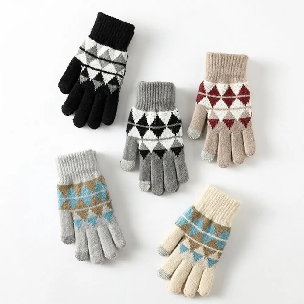 Guantes de punto gruesos, guantes transpirables a prueba de frío con cinco dedos, guantes cálidos separados con dedos a prueba de viento y pantalla táctil - imagen 3