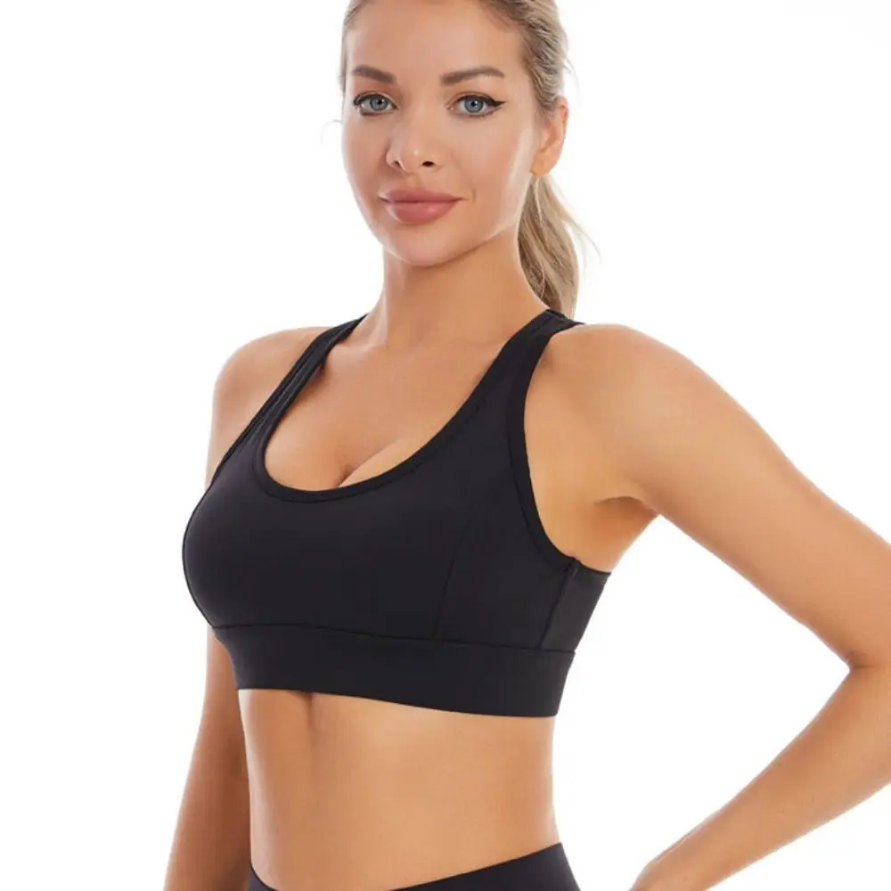 Sujetador deportivo en forma de I de Color sólido, diseño transpirable antivibración, sujetador de entrenamiento para Fitness, ropa interior cómoda ajustable para Yoga y correr - imagen 2