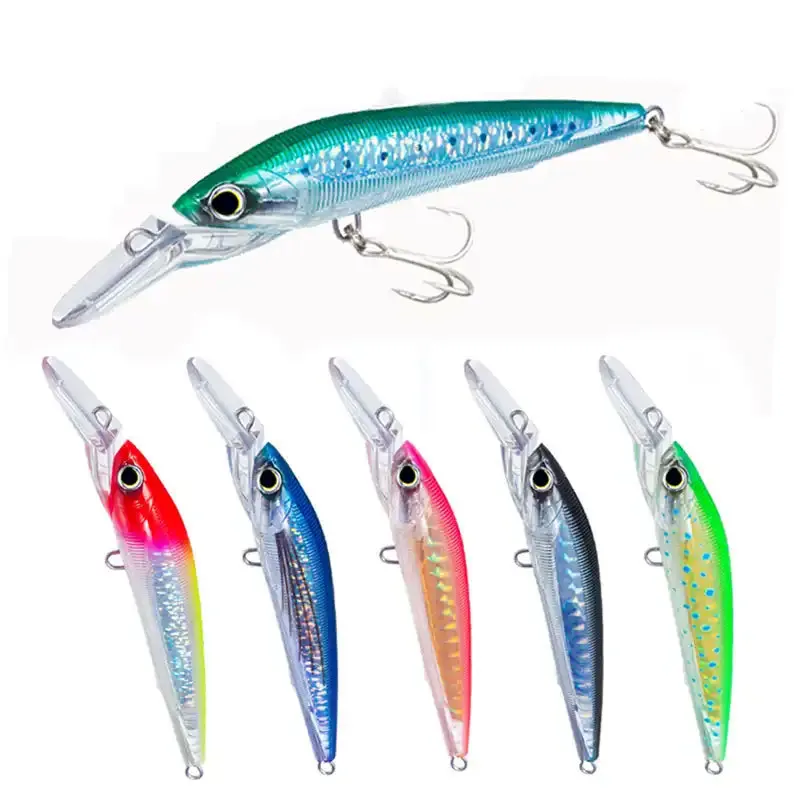 Señuelo de pesca de buceo profundo, cebo Artificial duro láser, ojos 3D, Wobblers, Crankbait, Minnows, 14cm, 40g - imagen 2