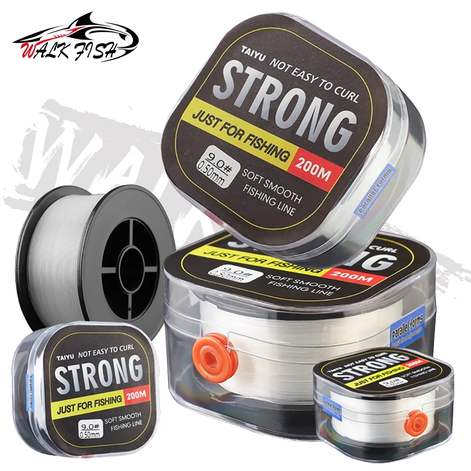 WALK FISH-sedas de pesca calientes, nailon transparente de 200m para agua salada, monofilamento de agua dulce, cuerda de nailon, alambre de pesca fuerte, 1 Uds. - imagen 5