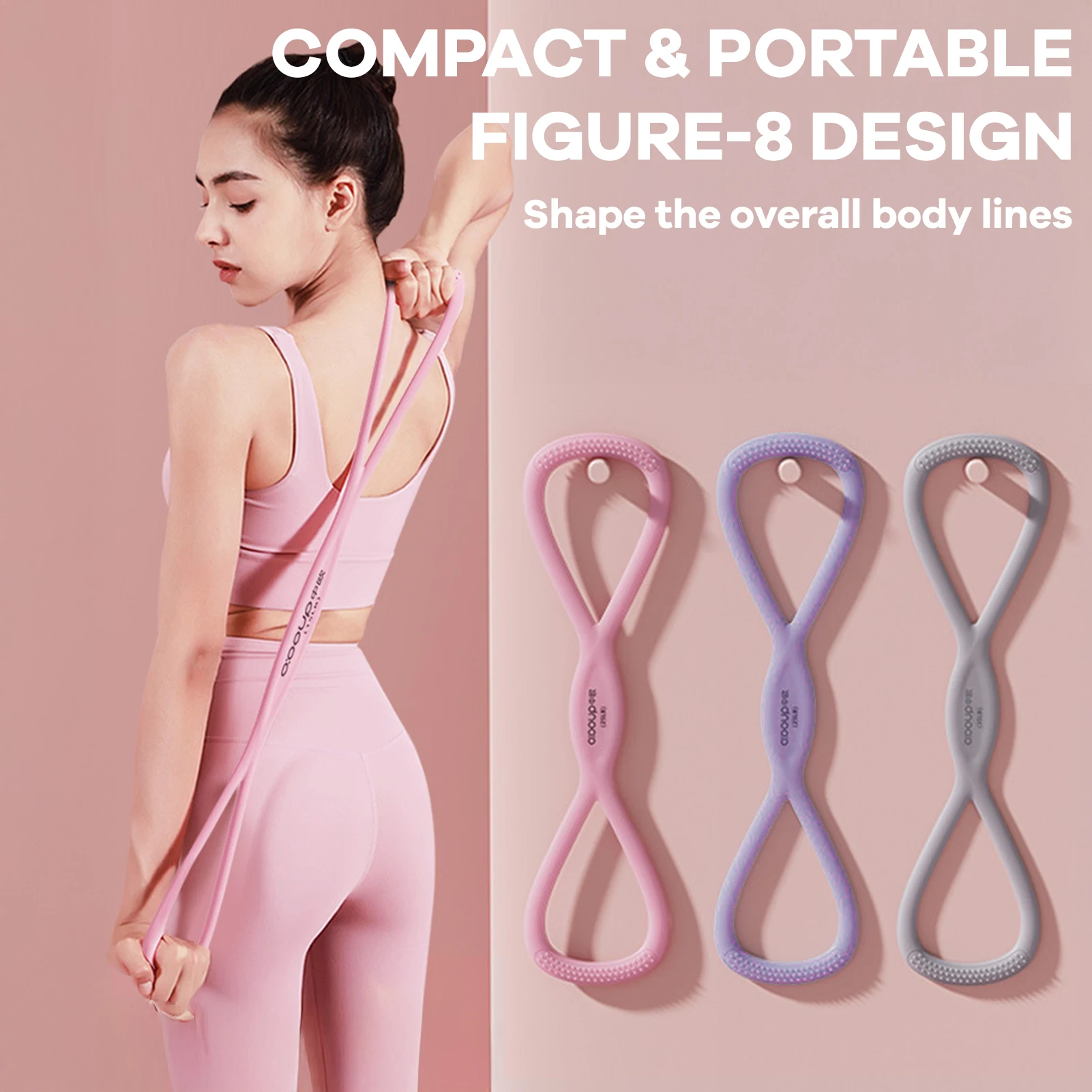 Banda de resistencia de 8 formas, correa de entrenamiento de espalda de alta elasticidad para Yoga, Pilates, baile, moldeador corporal, entrenamiento deportivo, cuerdas de Fitness - imagen 5