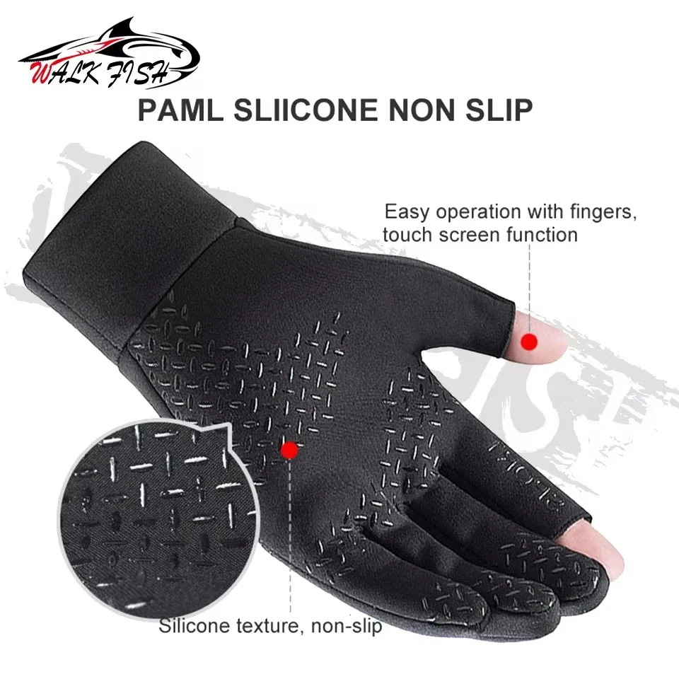 WALK FISH guante de pesca unisex táctil con dos dedos y forro polar - imagen 5