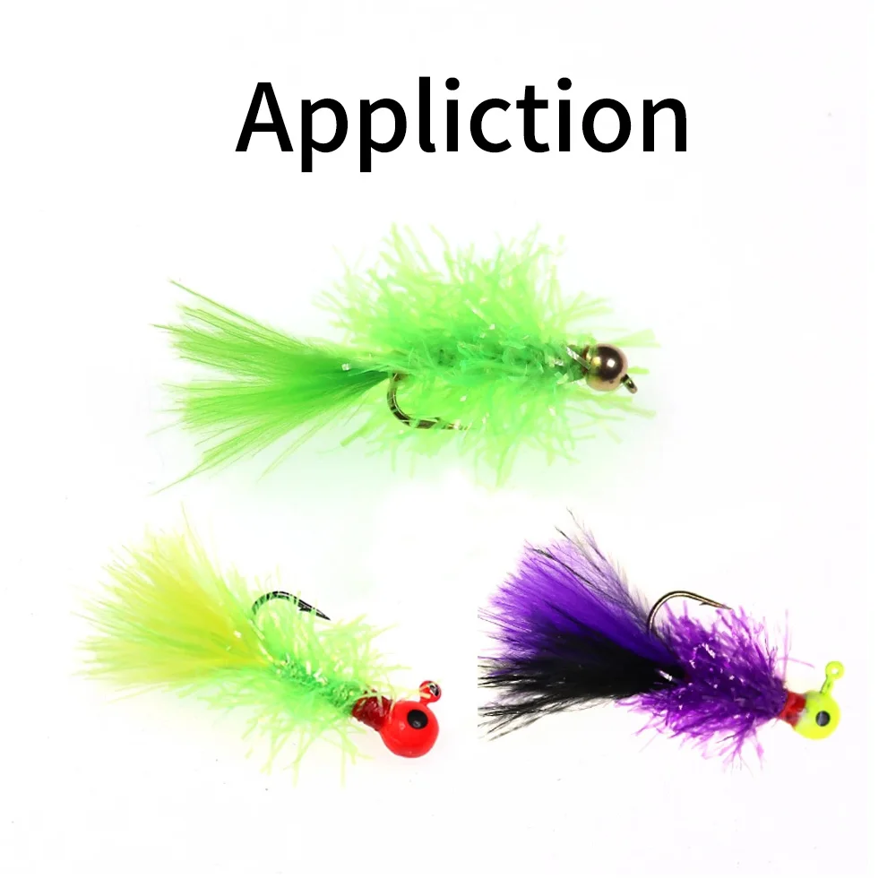 Material de atado de moscas de huevo, salmón, trucha, cristal Flash, Chenile, intermitente para Streamer, FL, verde, rosa, 10mm, 2 paquetes - imagen 5