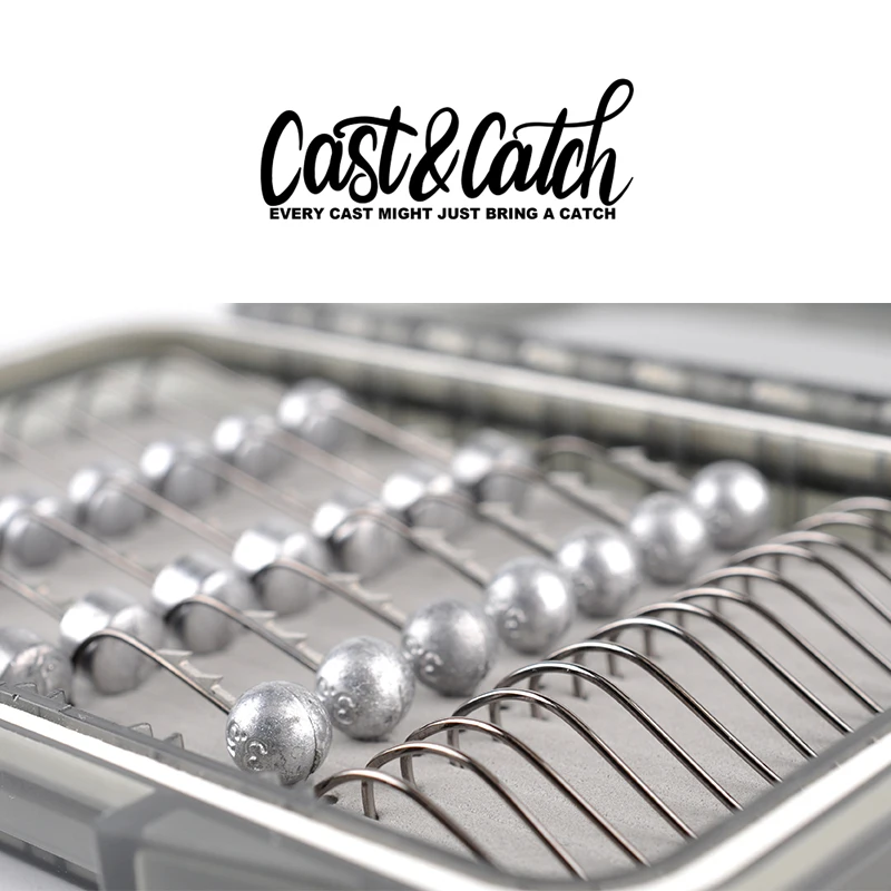 Kit de aparejos de pesca CAST & CATCH, 35 piezas, incluye gancho de tiro, Big Backstab Finesse NED Jig & Jig Head, accesorios/caja solamente - imagen 2