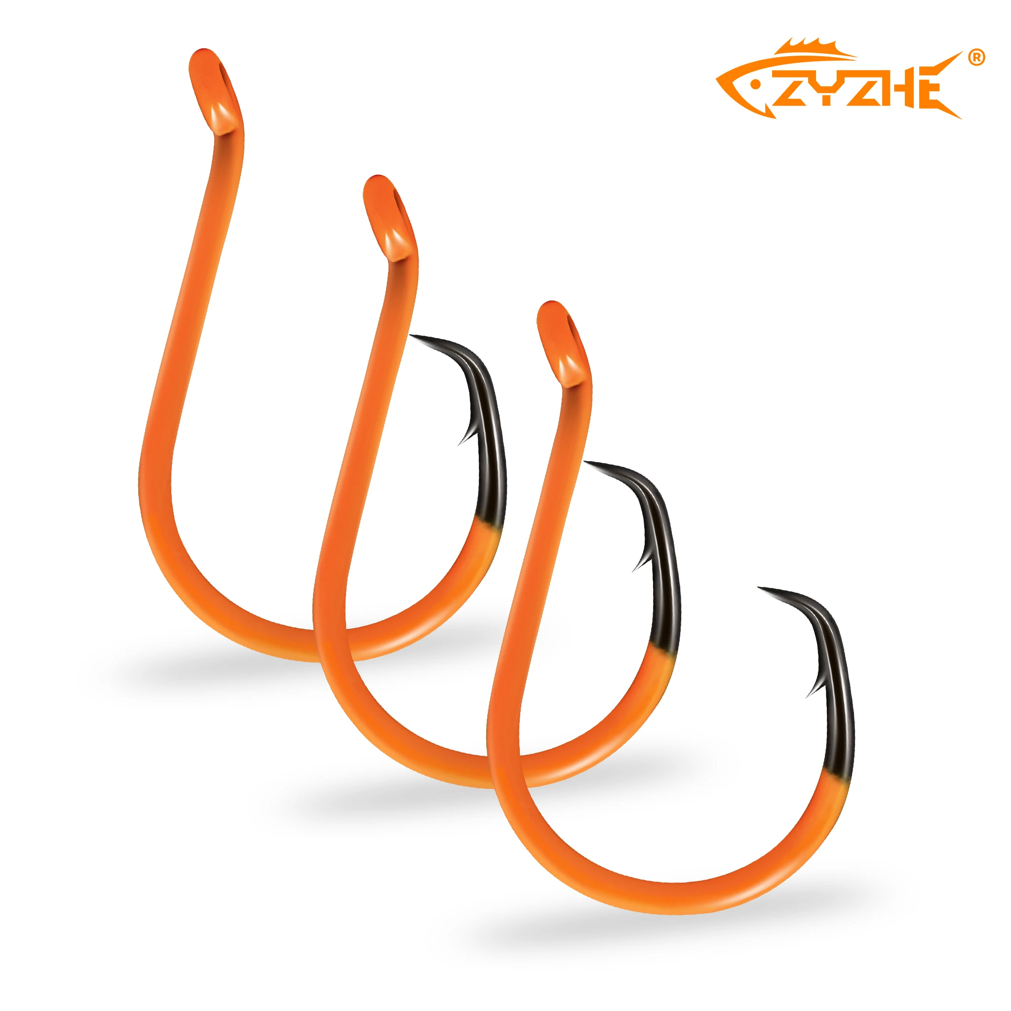 ZYZ 4 ~ 8 unids/lote gancho circular naranja 6/0 #   7/0 #   8/0 #   9/0 #   10/0 #   Gancho Hawksbill con revestimiento fluorescente, ganchos de agua dulce y salada - imagen 2