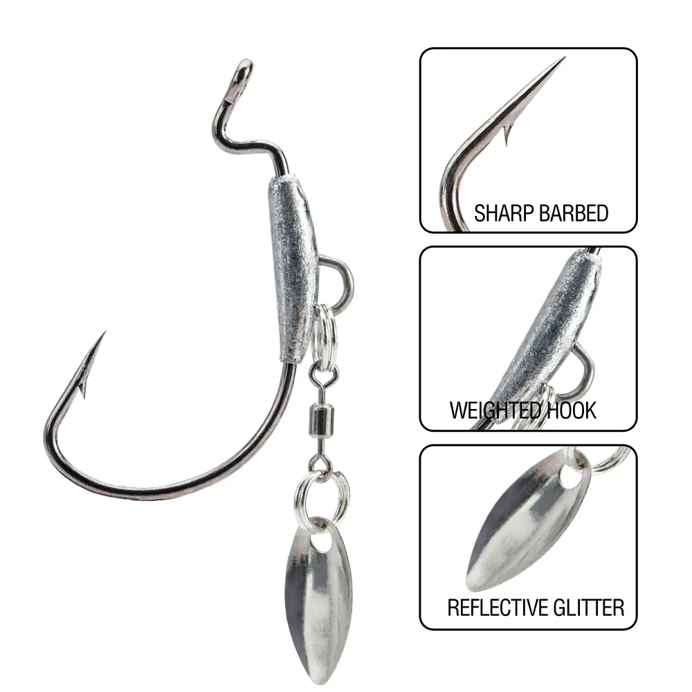 Anzuelo de pesca 2G 2,5G 3G anzuelos de pesca Jig Head 10 unids/lote con pasador de bloqueo giratorio para cebo de pesca suave de anzuelos de acero al carbono - imagen 4
