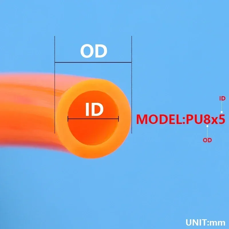3mm 4mm 6mm 8mm 10mm 12mm 14mm 16mm 18mm 20mm manguera de PU tubo neumático manguera de aire tubo de poliuretano manguera de componente de aire 1 ~ 10m - imagen 2