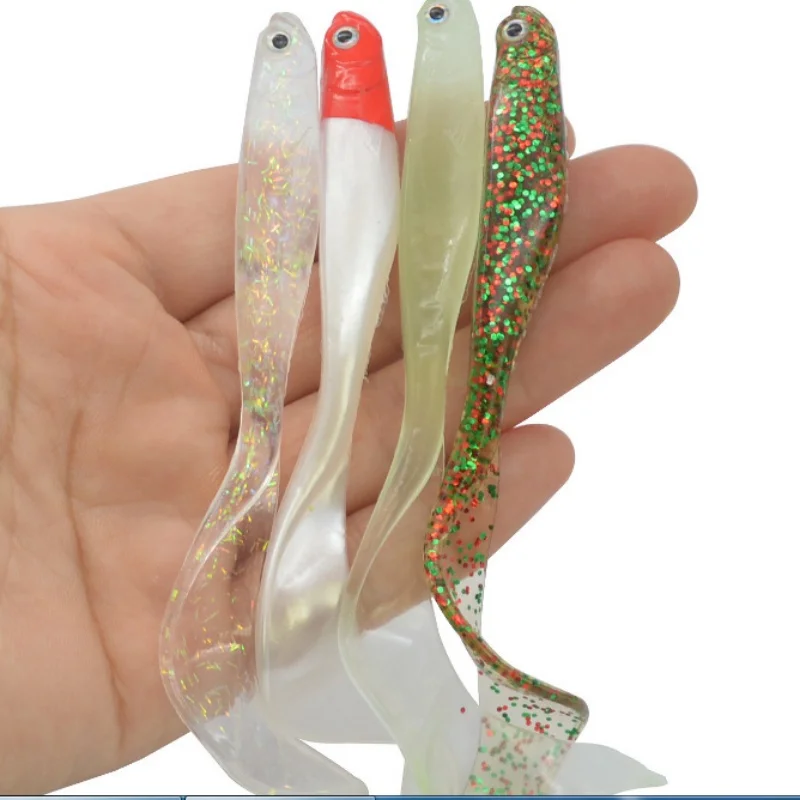 Señuelo de pesca cebo blando 6,5g 10,5 cm cola única larva cebo de pescado Artificial pesca nocturna brillo luminoso lote 5 piezas - imagen 4