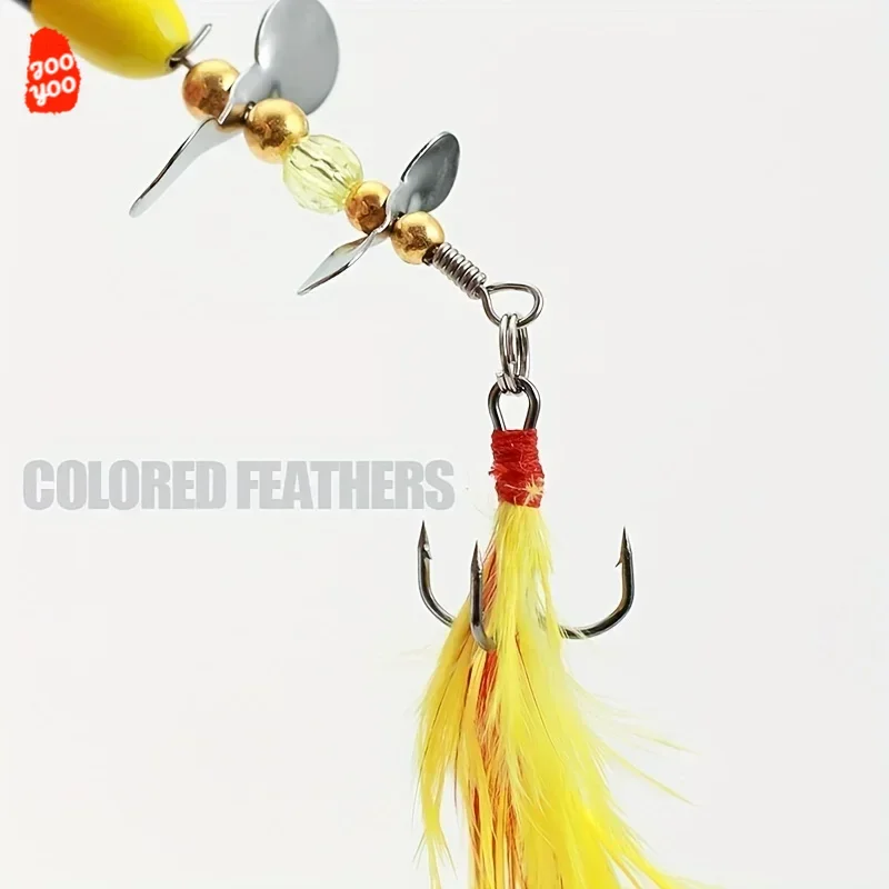 Señuelos de pesca biónicos con lentejuelas giratorias dobles Luya, baja resistencia al viento, fundición larga, perfectos para lubina, perca, accesorios de pesca - imagen 5