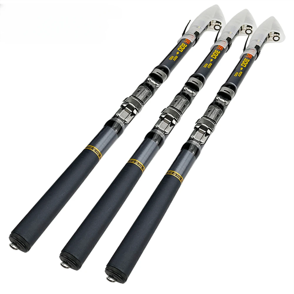 Caña de pescar telescópica en roca, alimentador giratorio de carpa con mosca, fibra de carbono, 3/2,7/2,4/2,1/1,8/1,5 M, Mini caña de pescar para carpa de viaje - imagen 3