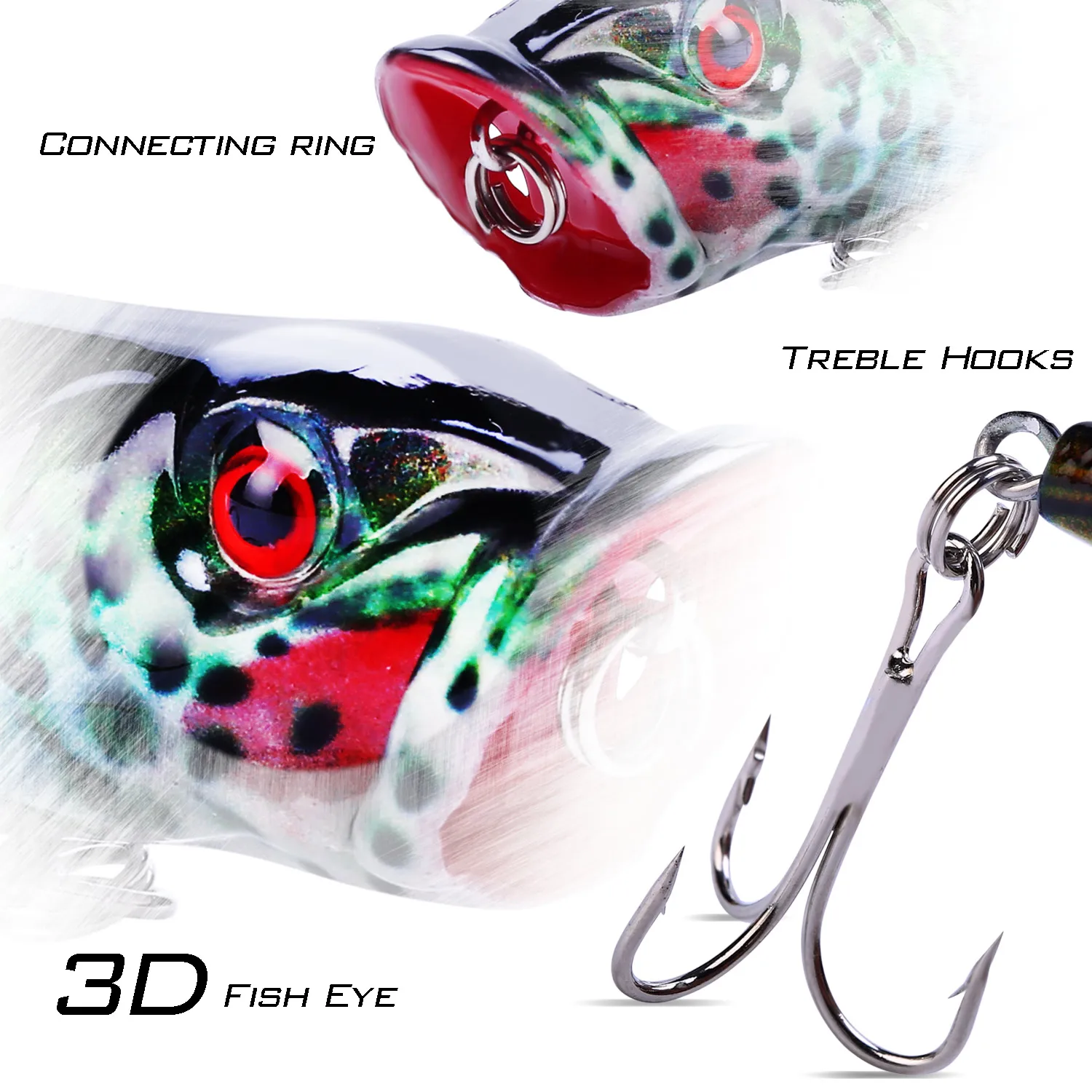 Sougayilang-Señuelos de Pesca Popper de 8,6 cm y 12,7g, cebos duros de agua superior, pececillo, Crankbait, Swimbait para Lucio, agua salada y dulce - imagen 3