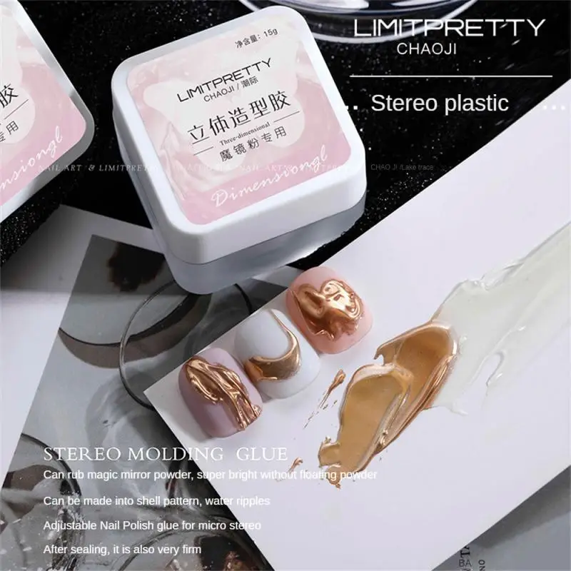 Espejo de esmalte de uñas en Gel, pegamento de modelado 3D, taladro pegajoso semisólido, pegamento de fototerapia semipermanente sin flujo, LED UV, arte de uñas - imagen 5