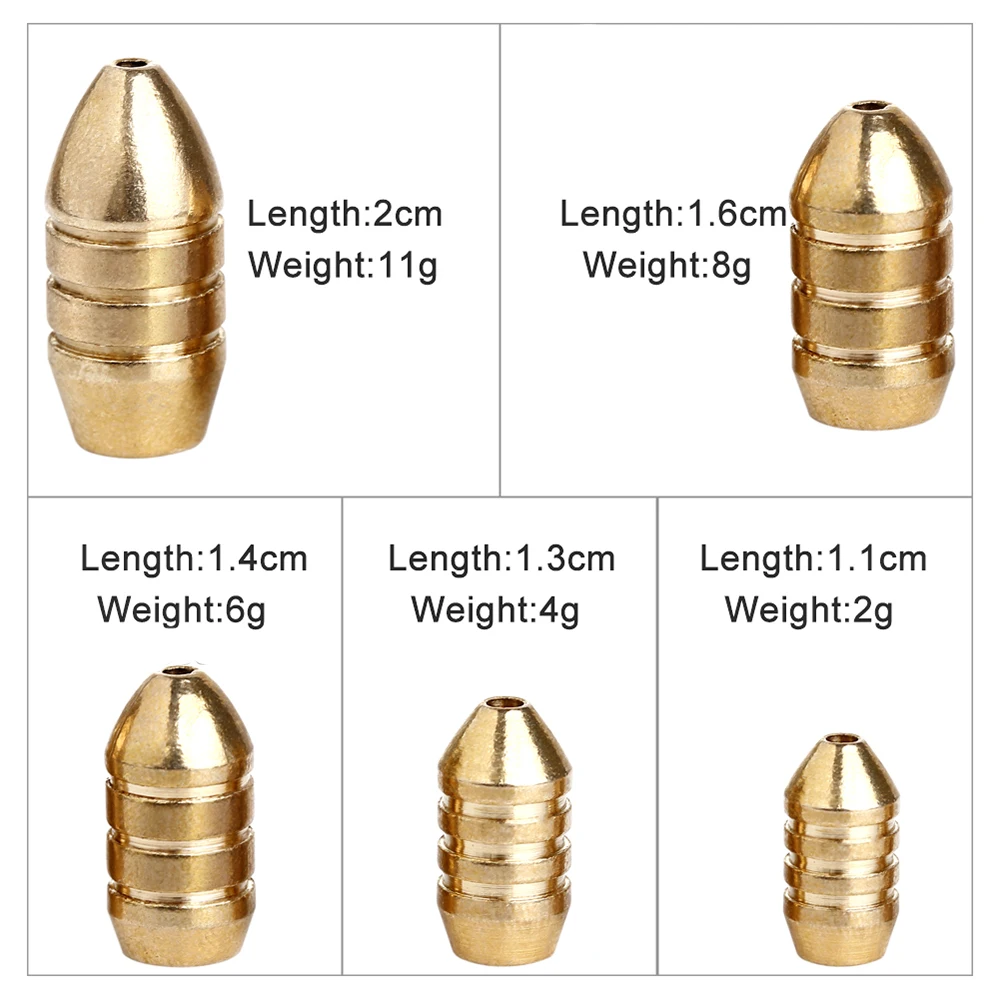 Sougayilang-Juego de plomos de pesca con pesas de latón, anzuelos de plantilla, conector de anillo giratorio, aparejos de pesca, 10 Uds. - imagen 5